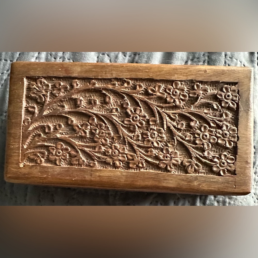 Intricately Carved Wooden Box Made in India